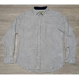 Dubarry Tattersall Shirt XL Ivory Navy Blue Check Cotton Twill Made in Portugal